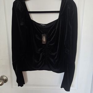 Express Black Velvet Crop Top
